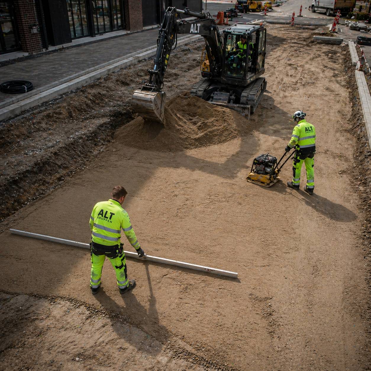 Opbygning af sandbund til veje og byggemodning